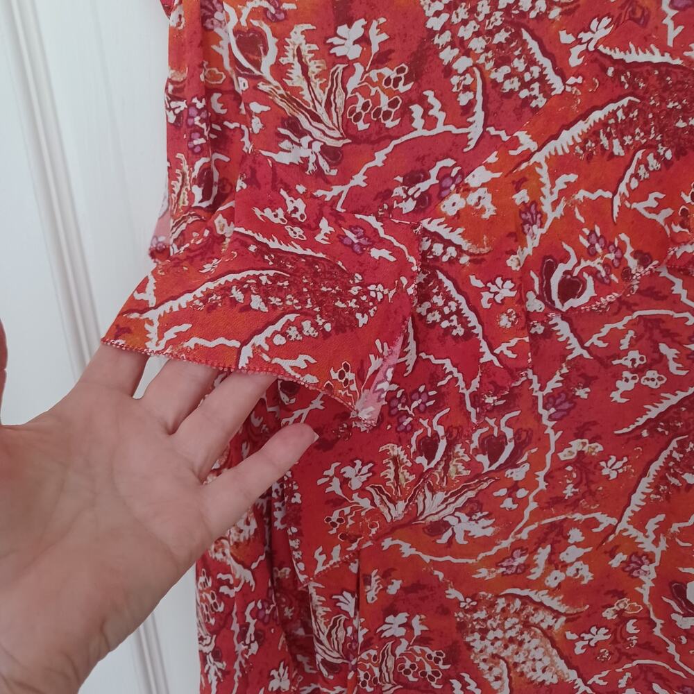 IRO Variety Ruffled Paisley Mini Dress Orange FR 38 US 6 - Picture 10 of 16